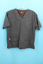 Carhartt Men Scrub Top Sz L C15208 DARK Gray Ripstop 3 Pockets Tough V-Neck EUC