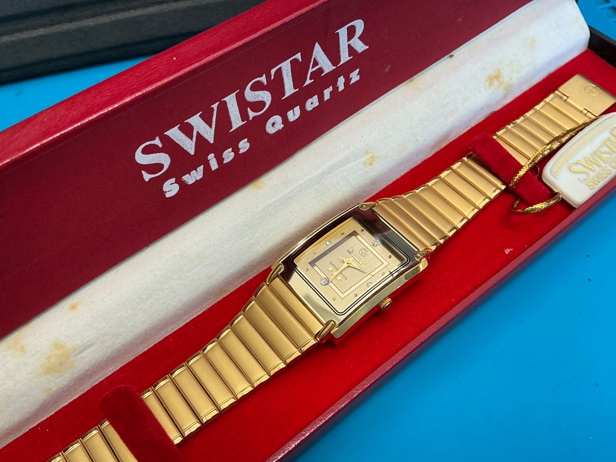 Swistar 22K Gold Electro Plated Quartz Watch New Battery Working