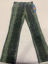 Y2K Vintage Revolt Green Snakeskin Flared Jeans