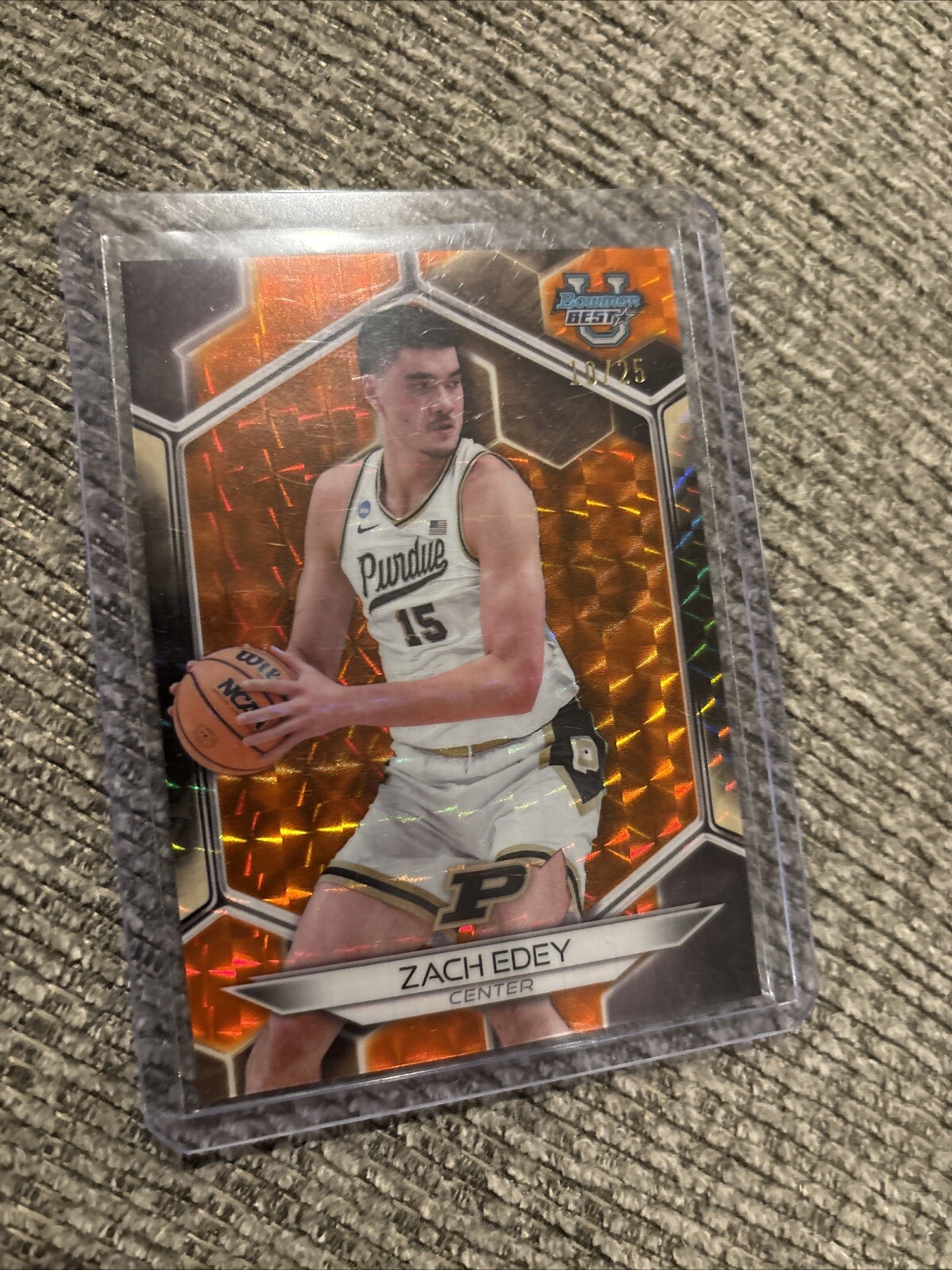 2023-24 Bowman University Best Orange Geometric Refractor 10/25 Zach Edey #74