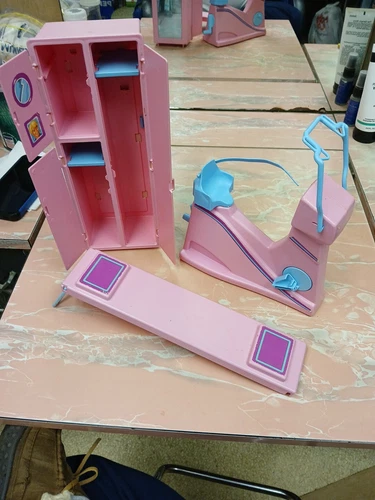 Vintage 1984 Barbie Workout Center Exercise Bike Locker Bench Parts Lot