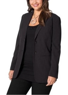 Sheego Blazer Damen Business Jacke Schwarz Gestreift Stretch Jacket Gr.40,42,44 - Bild 1 von 2