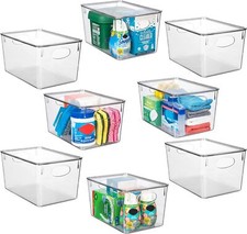 Plastic Storage Bins With lids 8 Pack Perfect Kitchen Fridge Pantry Organizer