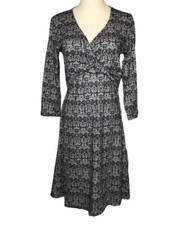 Prana Gray Print Stretchy Faux Wrap Dress