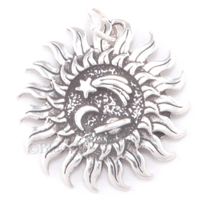 Celestial Charm SUN MOON Pendant SHOOTING STAR Sterling Silver 925
