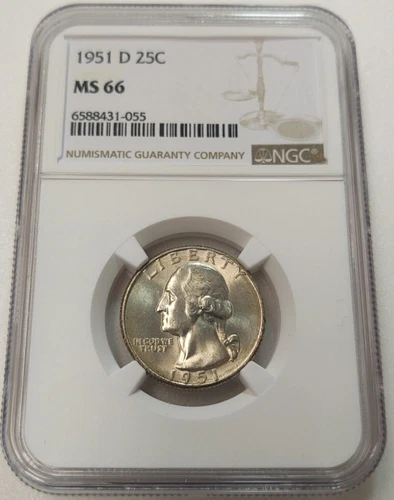 1951-D WASHINGTON 25c QUARTER NGC MS66 #6588431-055