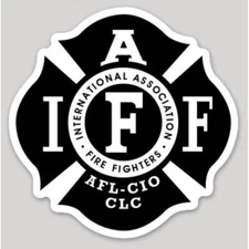 2 Inch Non-Reflective IAFF Black & White Maltese Black Flag Sticker Decal