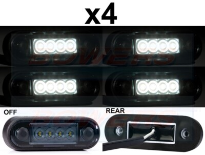 4x SMOKED EINFACHE PASSFORM UNTERPUTZ WEISSE LED-MARKIERUNGSLEUCHTE/LEUCHTE VORNE LKW VAN BAR