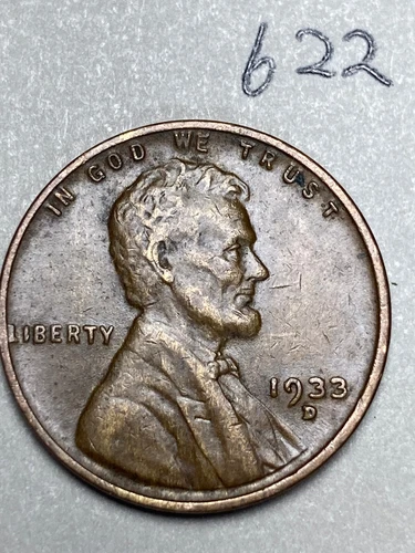 1933-D LINCOLN WHEAT CENT, "Extremely Fine+" condition, #622