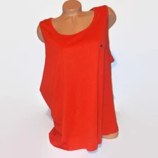 Attention Women Tank Top Dark Orange Solid Sleeveless Shirt