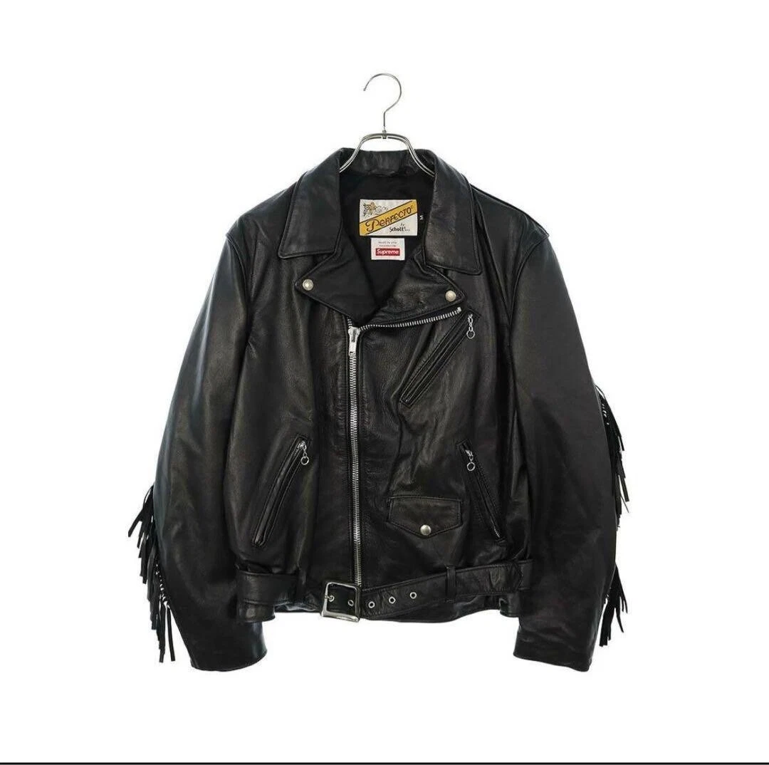 Veste double Geronimo noire Supreme Schott Collaboration cuir Riders M