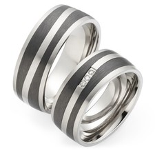 Eheringe Trauringe *TITAN CARBON INKL. BRILLANTEN + GRAVUR* Freundschaftsringe 