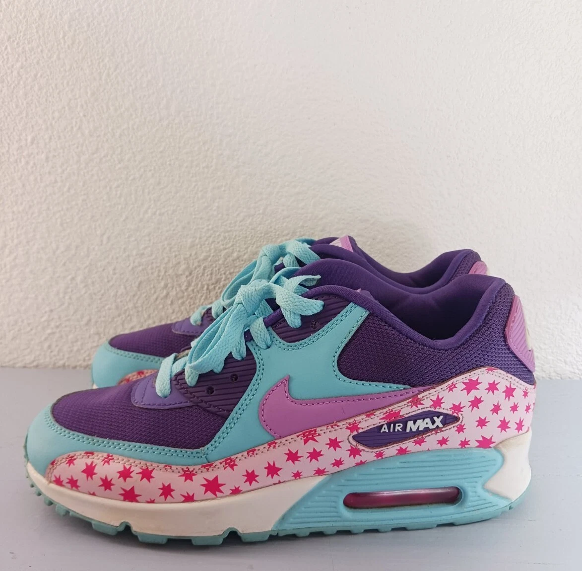 Himno objetivo Anónimo Nike Air Max 90 Premium GS Sneakers Girls 7Y Purple Pink Teal Shoes  724875-600 | eBay