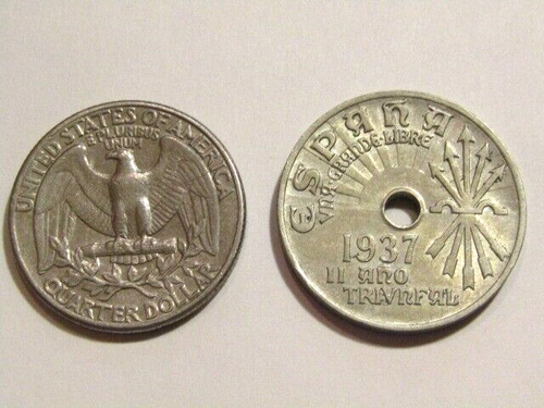 Moneda de 25 céntimos Au España 1937 - Imagen 3 de 5