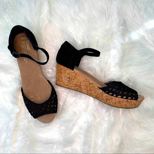 toms black platform wedge