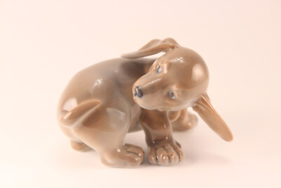 Royal Copenhagen Denmark Dachshund Puppy Dog Figurine Chasing His Tail 1407 102