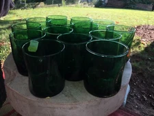 Lot Of 14 Riekes Crisa Green Drinking Glasses 1970s