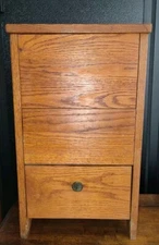 Vintage Solid Oak Handmade Potato Bin Primative Farmhouse Un-Carved