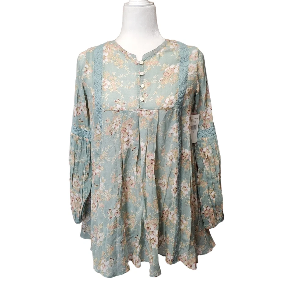 NUEVO CON ETIQUETAS Denim & Supply Ralph Lauren Mujer Floral Campesino Top Blusa Encaje Boho XS