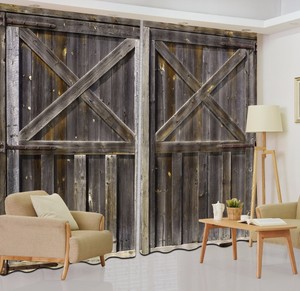 2 Panels Old Barn Door Scenery 3d Window Fabric Curtain Darkening