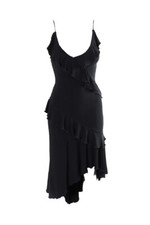 Forever 21 Black Spaghetti Strap Flounce Sheath Dress M