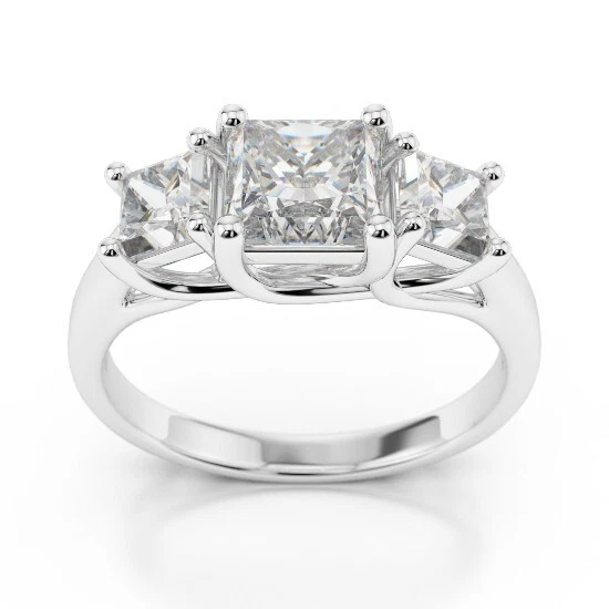 2.00 Ct Princess Cut Lab Created Diamond Engagement Ring 14K White Gold Size 8 - Image 2 of 4