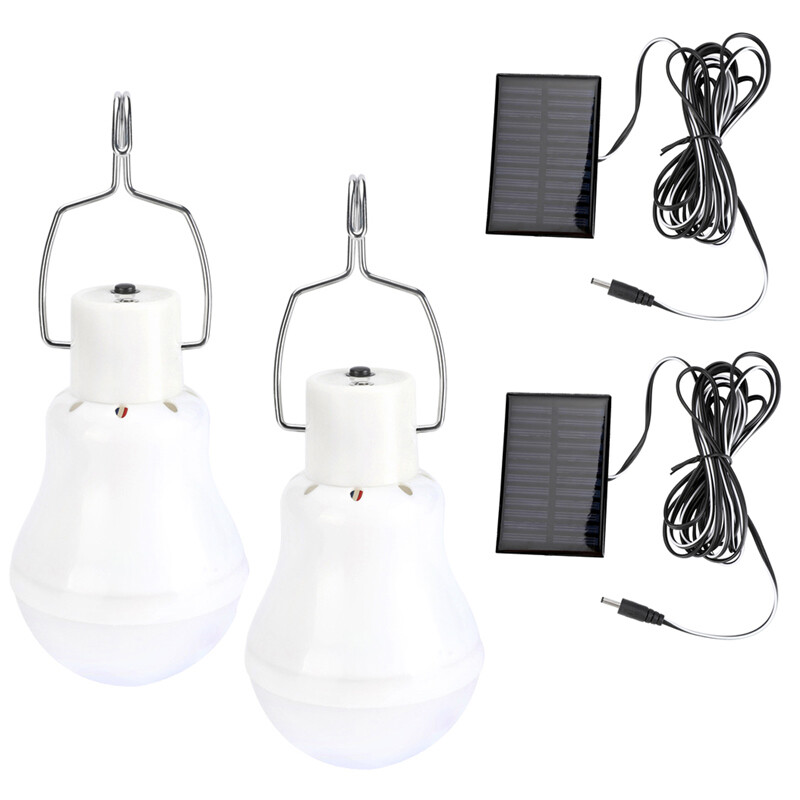 1PCS/2PCS Solar Powered LED Bulb Camping Tent Light Lantern Lamp Rechargeable US