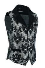 VICTORIAN GENTLEMAN'S ARISTOCRAT VEST BLACK/SILVER TAPESTRY/STYLISH CASUAL VEST