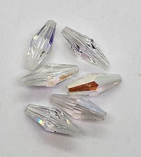 6pc Swarovski Crystal Clear AB 15mm Elongated Squared Tube 5205 Beads; Vintage
