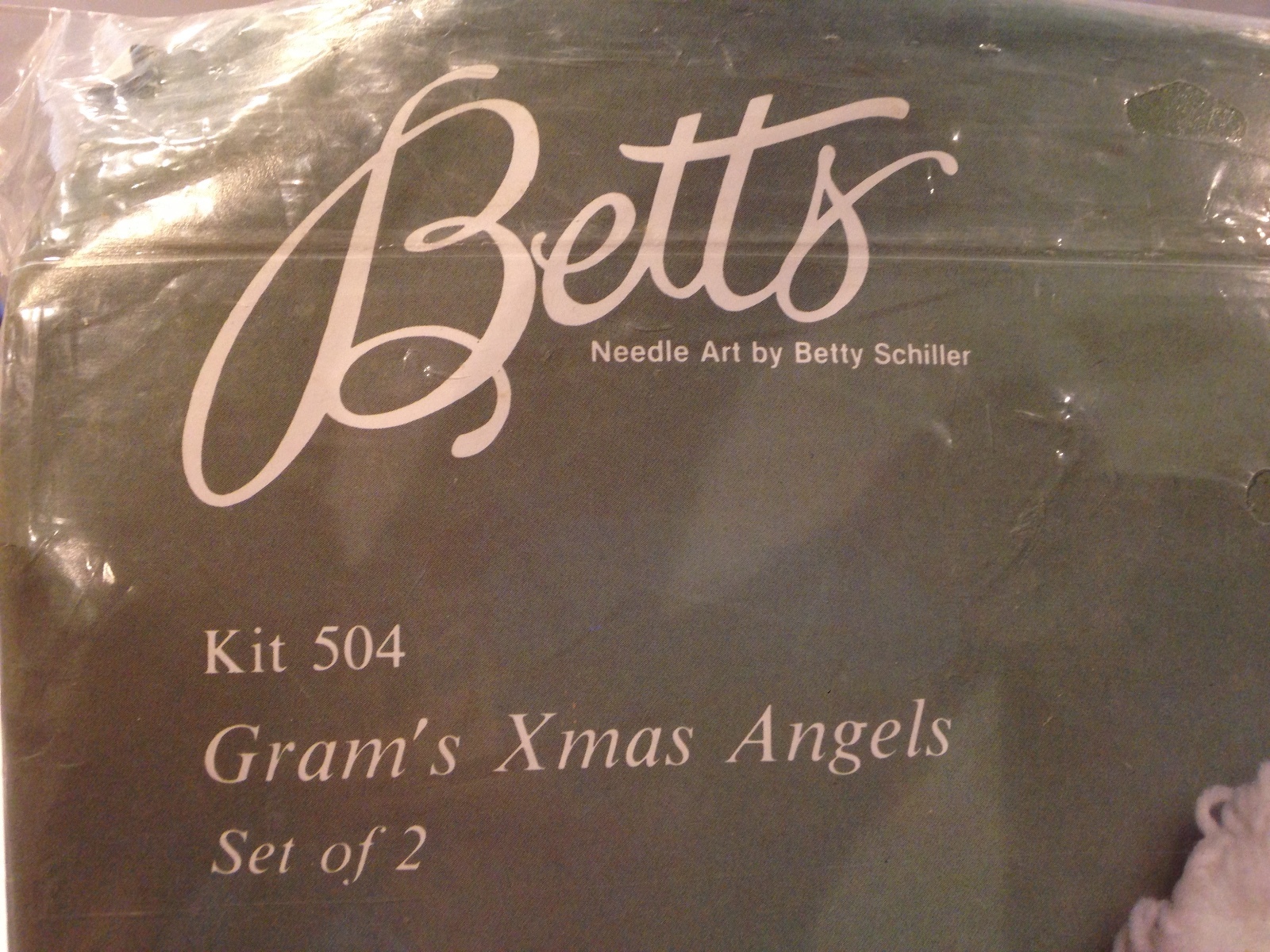 Bett's Needle Art Kit #504 GRAM's XMAS ANGELS Set of 2 Sewing Fabric Pattern 