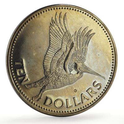 Barbados 10 dollars Summer Olympic Games Pelican Bird KM-36 CuNi