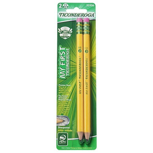 Dixon Ticonderoga My First Pencil Lg Diameter Yellow Barrel 2/Pk