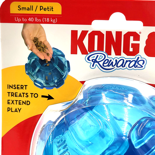 Kong Rewards Ball kleine Leckerli-Abgabe langsamer Futterautomat federnd Hund Puzzle Spielzeug 4 Zoll - Bild 4 von 12