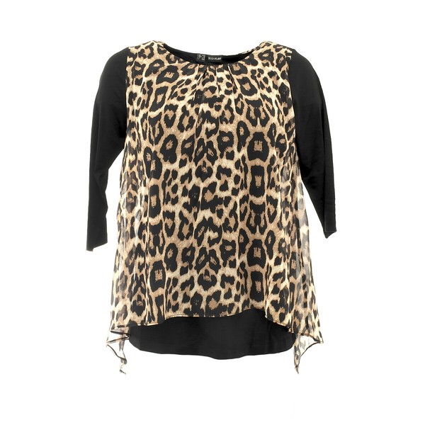 Bodyflirt Damen Tunika Shirt 3/4-Arm Leomuster Schwarz Gr. 32/34 978333-image