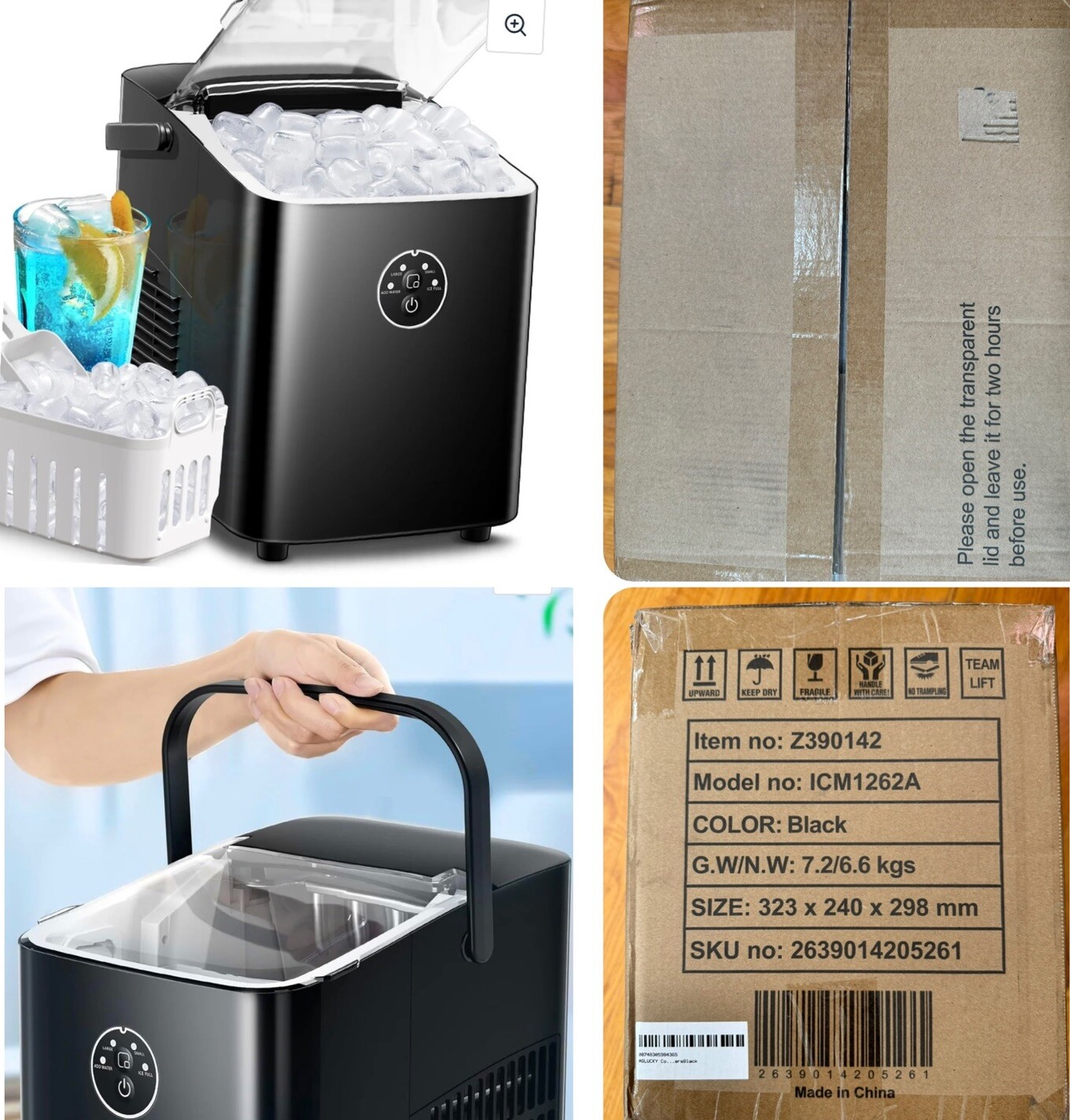 AGLUCKY Ice Makers Countertop,Portable Ice Maker Machine with Handle, 26lbs/24h-image