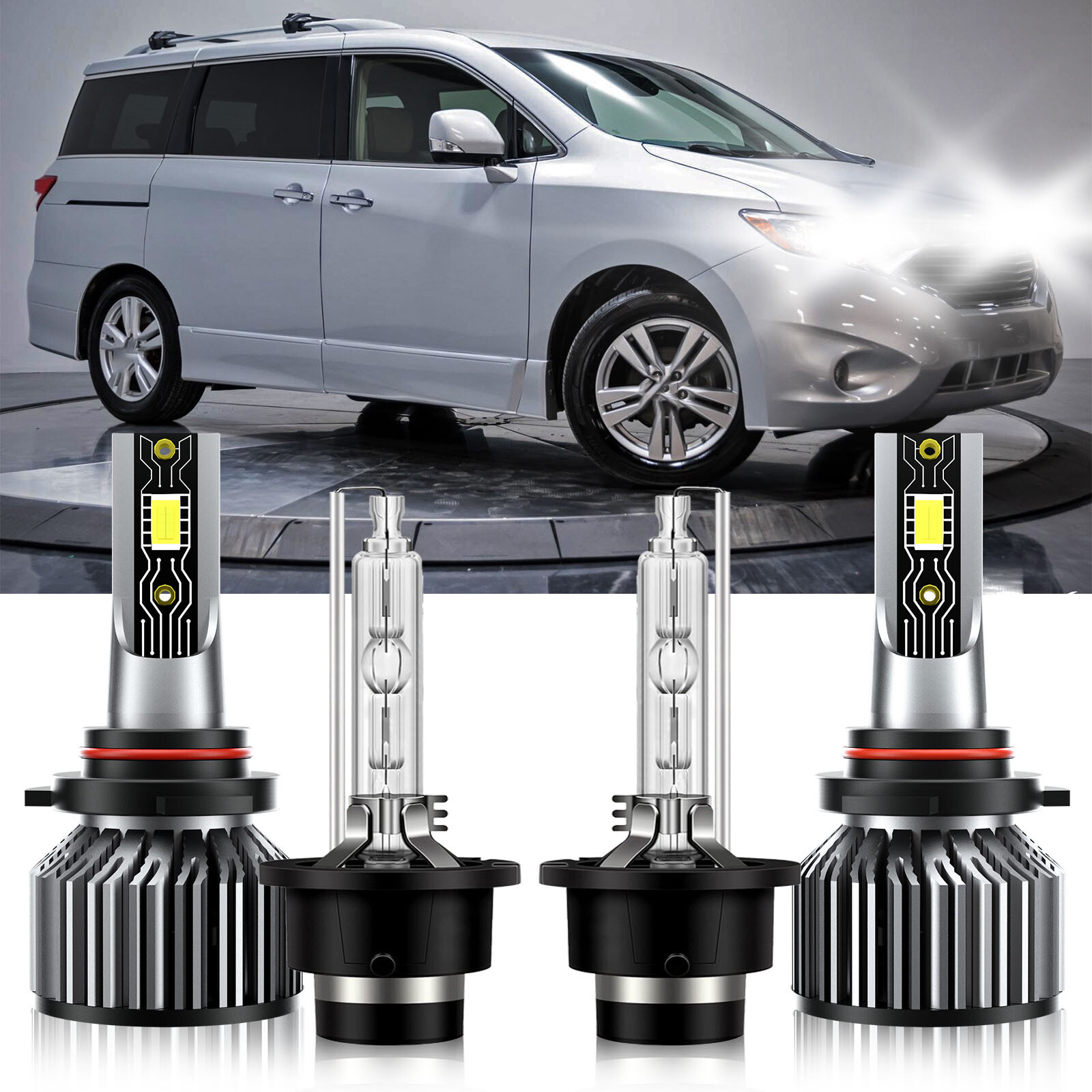 For Nissan Quest 2011-2017 9005+D2S Combo LED HID Headlight High Low Beam Bulbs
