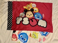3 Piece Disney Tsum Tsum Set 2 Twin Flat Bed Sheet, 1 Pillow Case.