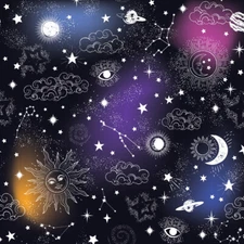 Carolina Creative Bandanna Celestial (Glow In The Dark Stars) Novelty 22" x 22"