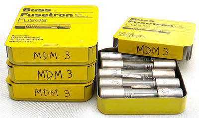 Lot of 20 Bussmann Fusetron Vintage MDM3 Glass Fuses 3 Amp