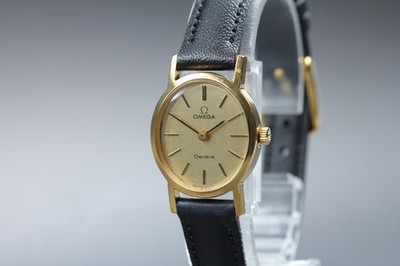 Vintage 1980s Omega Geneve Cal.1365 9J Quartz Gold Dial 20mm Women's [Near Mint]