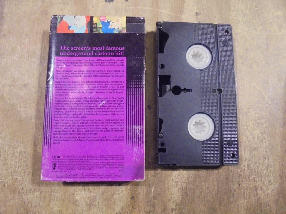 FRITZ THE CAT 1972 WARNER VHS VIDEOCASSETTE PLAY TESTED rental box cut cover - Image 3 of 4