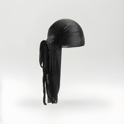 Silky Durag Men's Cap Hat Doo Rag Biker Smooth Head Wrap Black