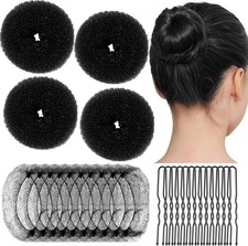 Small Hair Bun Maker and Hair Nets Kit, 4 Pcs Small Ballet Bun, 10 Pcs 30 cm
