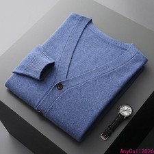 Cardigan Mens V-neck Knitted Wool coat Sweater Jacket Loose Fit Cashmere Tops