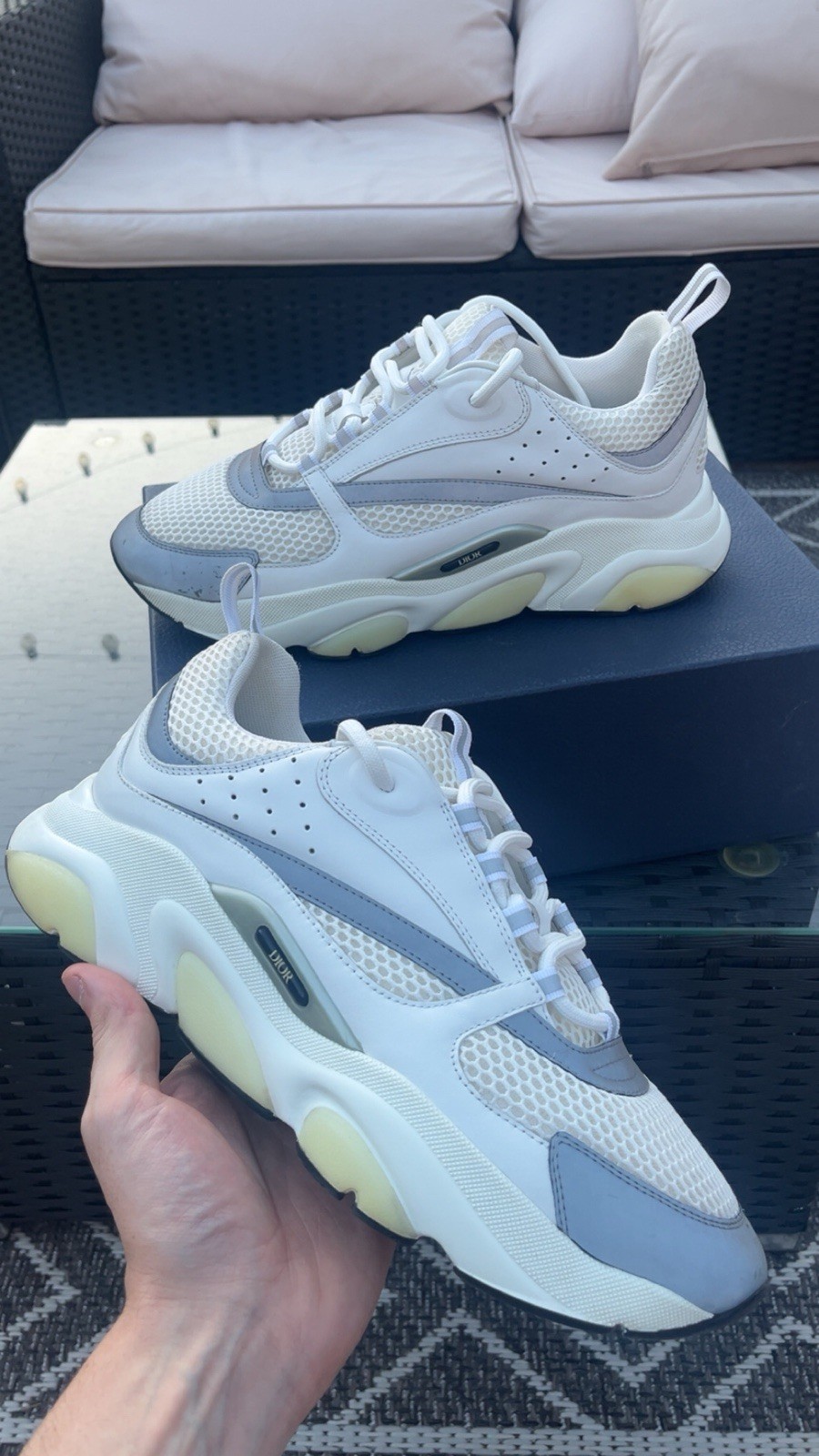 Triple White Dior Men's B22 Sneakers Size 10.5 UK