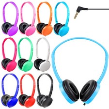 Kids Headphones Bulk 10 Pack Multi Color Wired Class Set School Student Audio