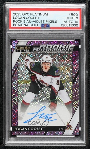 Logan Cooley [Violet Pixels] #R-CO 2023 O-Pee-Chee Platinum Rookie Autograph card