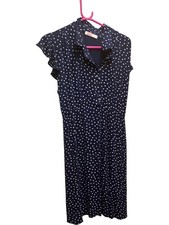 Heavenly Bump Maternity Dress Navy Polka Dot Short Sleeve - Size 16