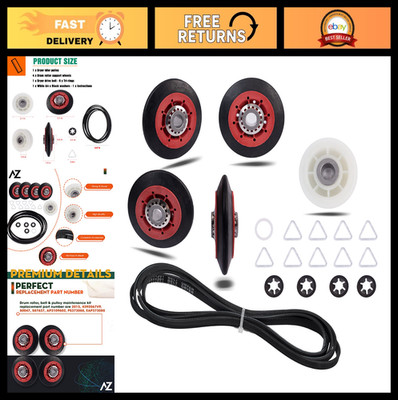 Dryer Repair Kit - Drum Roller, Pulley & Belt for Whirlpool Duet Models