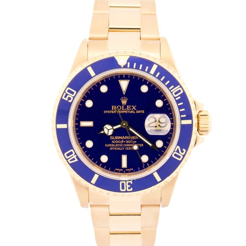 Rolex Submariner Date BLUE 18K Yellow Gold Oyster Automatic 40...